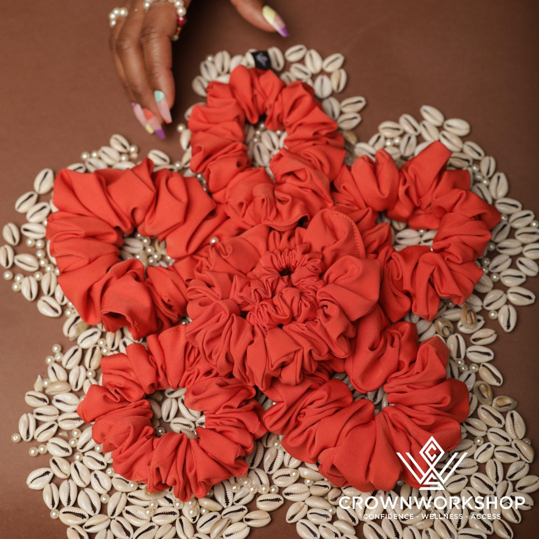 Opulent Orange Swim Scrunchies: A Mixed Set